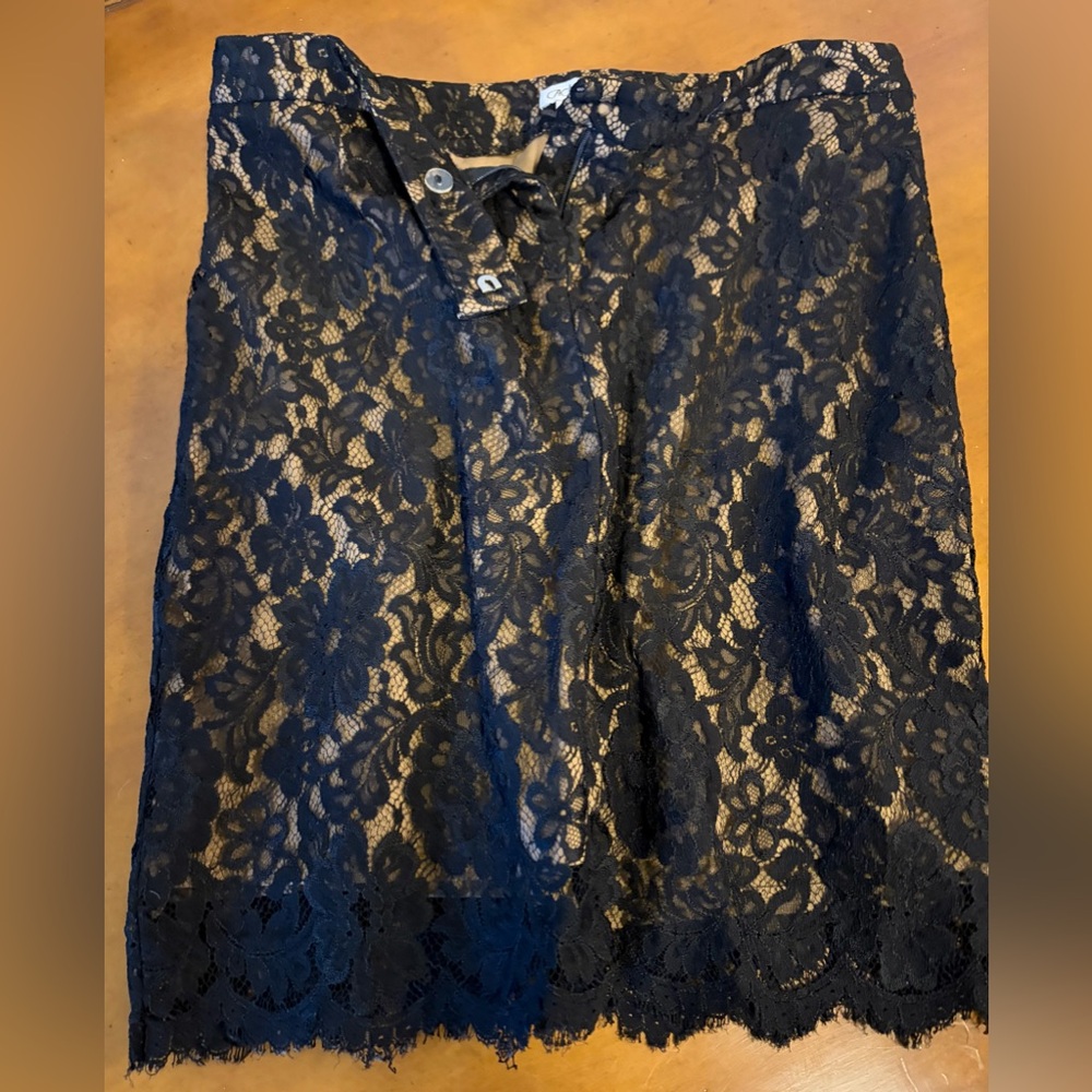 Cache Black Lace Midi Skirt